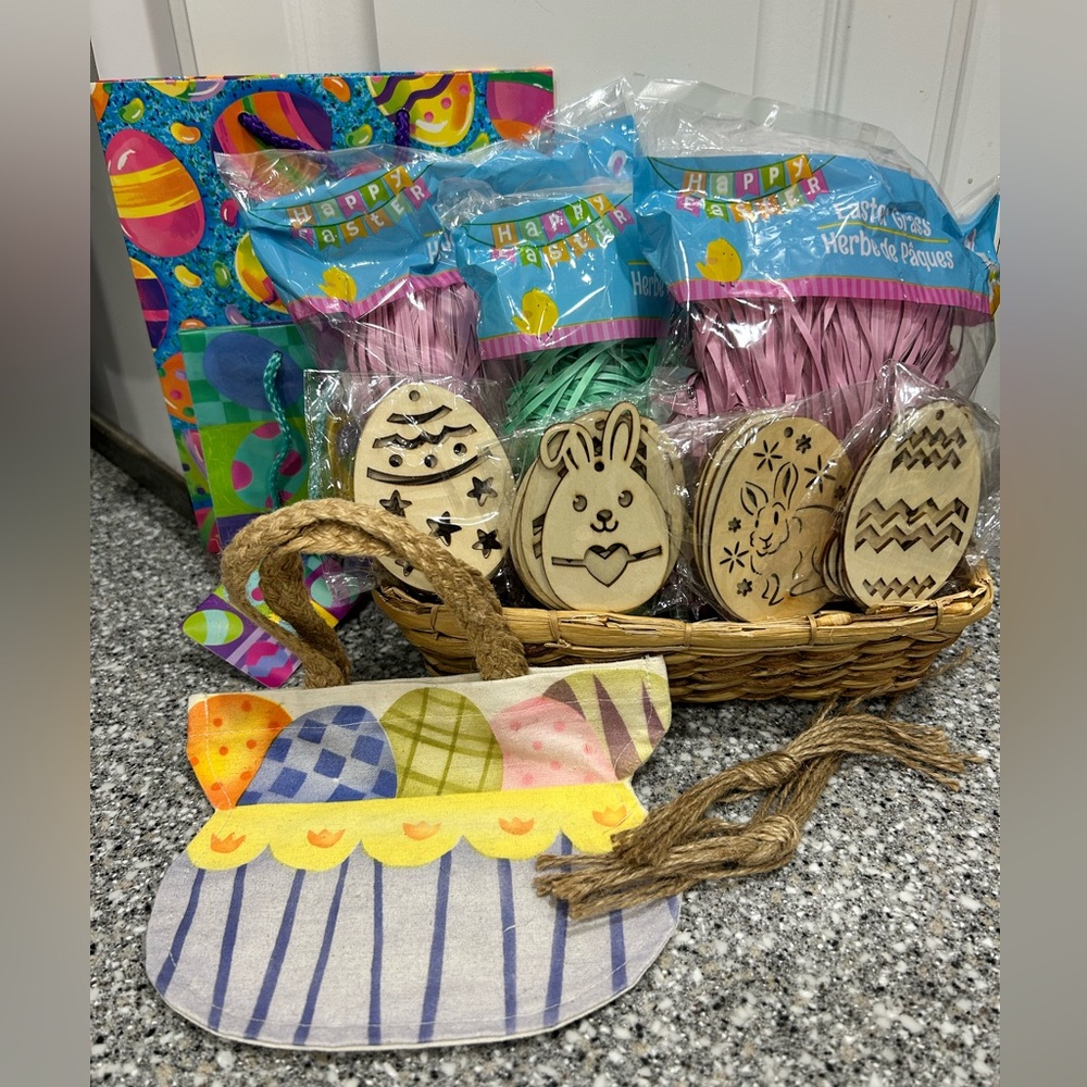 Easter Basket Filler Bundle Crafts Grass Bags Tote DIY Kids Set